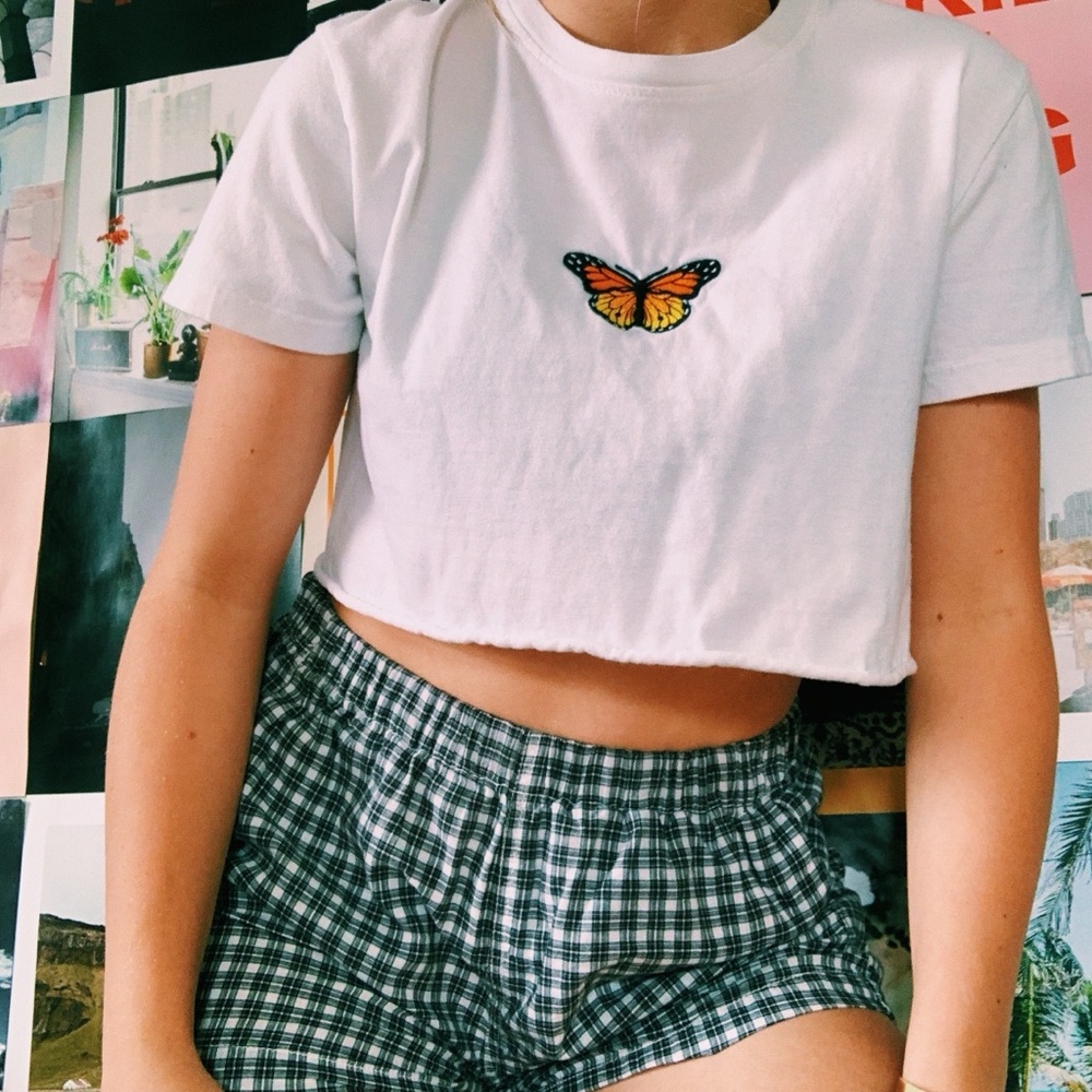 Brandy Melville Butterfly Cropped Top